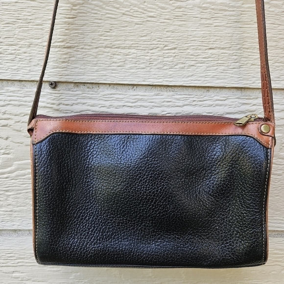 vintage Liz Claiborne black leather purse with brown trim - Picture 3 of 16